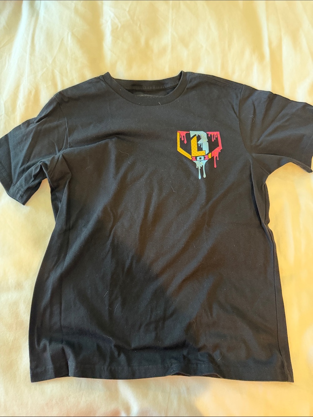 Baseball Lifestyle Graphic Crewneck T-Shirt with Colorful Drip Logo
